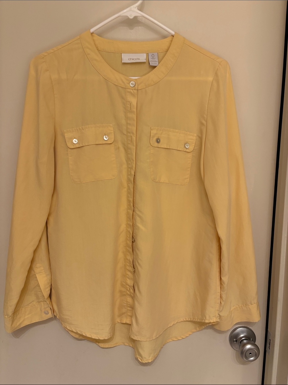 Chico's Soft Pale Yellow Button-Front Shirt